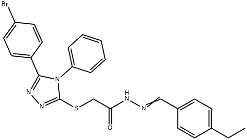 2-[[5-(4-bromophenyl)-4-phenyl-1,2,4-triazol-3-yl]sulfanyl]-N-[(E)-(4-ethylphenyl)methylideneamino]acetamide Struktur