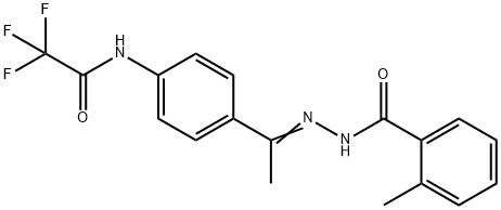 2-methyl-N-[(Z)-1-[4-[(2,2,2-trifluoroacetyl)amino]phenyl]ethylideneamino]benzamide Struktur