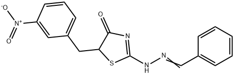 2-[(2E)-2-benzylidenehydrazinyl]-5-[(3-nitrophenyl)methyl]-1,3-thiazol-4-one Struktur