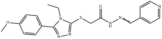 2-[[4-ethyl-5-(4-methoxyphenyl)-1,2,4-triazol-3-yl]sulfanyl]-N-[(E)-pyridin-4-ylmethylideneamino]acetamide Struktur