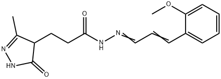 N-[(E)-[(E)-3-(2-methoxyphenyl)prop-2-enylidene]amino]-3-(3-methyl-5-oxo-1,4-dihydropyrazol-4-yl)propanamide Struktur