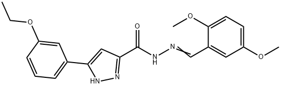 N-[(E)-(2,5-dimethoxyphenyl)methylideneamino]-3-(3-ethoxyphenyl)-1H-pyrazole-5-carboxamide Struktur