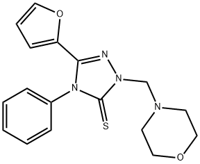 5-(furan-2-yl)-2-(morpholin-4-ylmethyl)-4-phenyl-1,2,4-triazole-3-thione Struktur