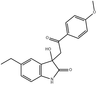 5-ethyl-3-hydroxy-3-[2-(4-methoxyphenyl)-2-oxoethyl]-1H-indol-2-one Struktur