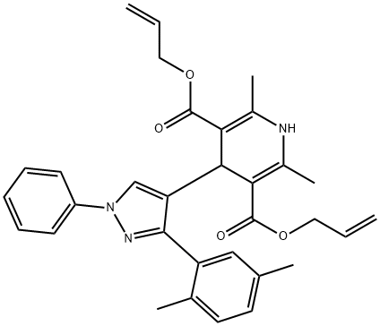 bis(prop-2-enyl) 4-[3-(2,5-dimethylphenyl)-1-phenylpyrazol-4-yl]-2,6-dimethyl-1,4-dihydropyridine-3,5-dicarboxylate Struktur