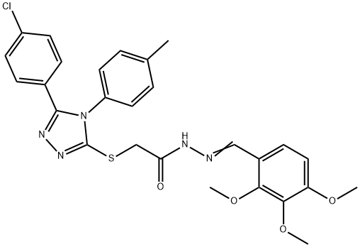 2-[[5-(4-chlorophenyl)-4-(4-methylphenyl)-1,2,4-triazol-3-yl]sulfanyl]-N-[(E)-(2,3,4-trimethoxyphenyl)methylideneamino]acetamide Struktur