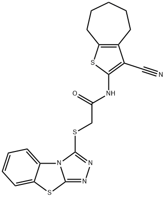 N-(3-cyano-5,6,7,8-tetrahydro-4H-cyclohepta[b]thiophen-2-yl)-2-([1,2,4]triazolo[3,4-b][1,3]benzothiazol-1-ylsulfanyl)acetamide Struktur