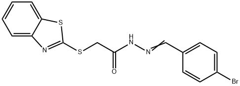 2-(1,3-benzothiazol-2-ylsulfanyl)-N-[(E)-(4-bromophenyl)methylideneamino]acetamide Struktur