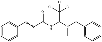 (E)-N-[1-[benzyl(methyl)amino]-2,2,2-trichloroethyl]-3-phenylprop-2-enamide Struktur