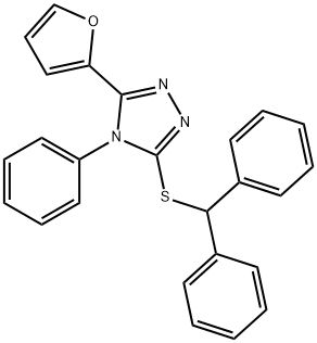 3-benzhydrylsulfanyl-5-(furan-2-yl)-4-phenyl-1,2,4-triazole Struktur