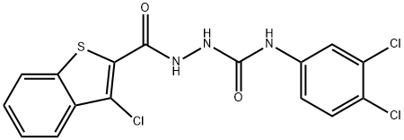 1-[(3-chloro-1-benzothiophene-2-carbonyl)amino]-3-(3,4-dichlorophenyl)urea Struktur