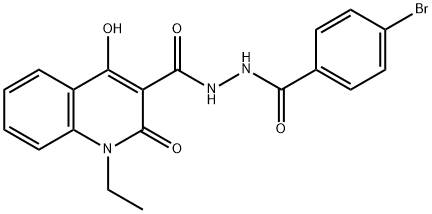 N'-(4-bromobenzoyl)-1-ethyl-4-hydroxy-2-oxoquinoline-3-carbohydrazide Struktur