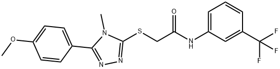 2-[[5-(4-methoxyphenyl)-4-methyl-1,2,4-triazol-3-yl]sulfanyl]-N-[3-(trifluoromethyl)phenyl]acetamide Struktur