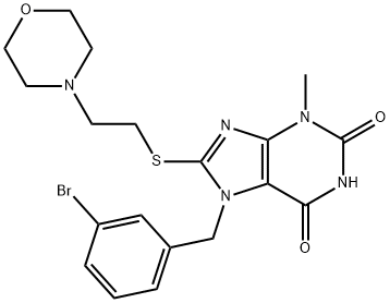 7-[(3-bromophenyl)methyl]-3-methyl-8-(2-morpholin-4-ylethylsulfanyl)purine-2,6-dione Struktur