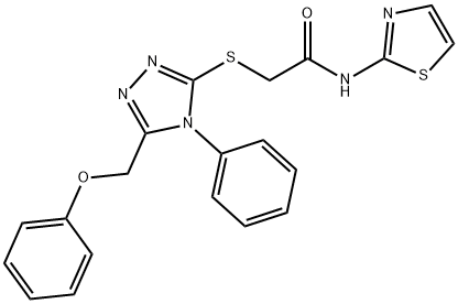 2-[[5-(phenoxymethyl)-4-phenyl-1,2,4-triazol-3-yl]sulfanyl]-N-(1,3-thiazol-2-yl)acetamide Struktur