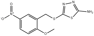 5-[(2-methoxy-5-nitrophenyl)methylsulfanyl]-1,3,4-thiadiazol-2-amine Struktur