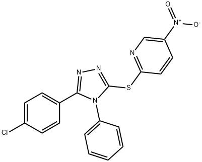 2-[[5-(4-chlorophenyl)-4-phenyl-1,2,4-triazol-3-yl]sulfanyl]-5-nitropyridine Struktur