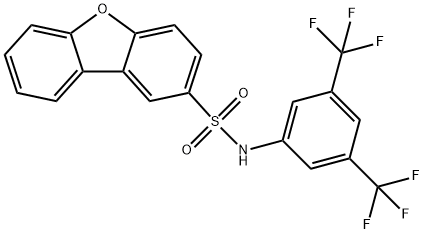 N-[3,5-bis(trifluoromethyl)phenyl]dibenzofuran-2-sulfonamide Struktur