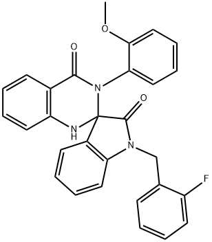 1'-[(2-fluorophenyl)methyl]-3-(2-methoxyphenyl)spiro[1H-quinazoline-2,3'-indole]-2',4-dione Struktur