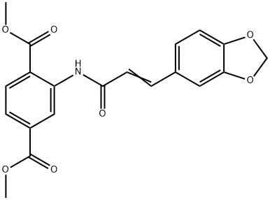 dimethyl 2-[[(E)-3-(1,3-benzodioxol-5-yl)prop-2-enoyl]amino]benzene-1,4-dicarboxylate Struktur