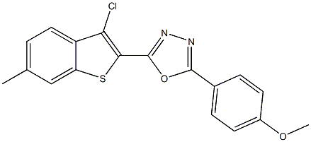 2-(3-chloro-6-methyl-1-benzothiophen-2-yl)-5-(4-methoxyphenyl)-1,3,4-oxadiazole Struktur