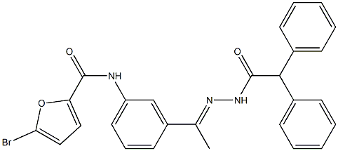 5-bromo-N-[3-[(E)-N-[(2,2-diphenylacetyl)amino]-C-methylcarbonimidoyl]phenyl]furan-2-carboxamide Struktur