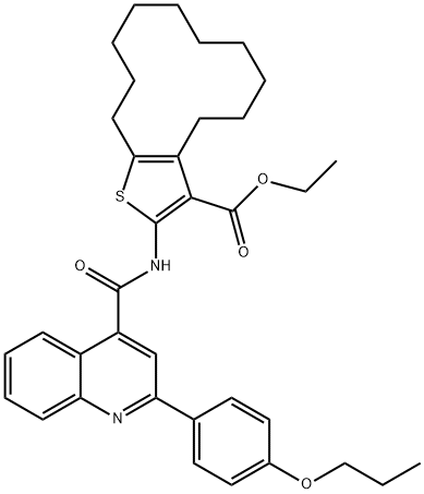 ethyl 2-[[2-(4-propoxyphenyl)quinoline-4-carbonyl]amino]-4,5,6,7,8,9,10,11,12,13-decahydrocyclododeca[b]thiophene-3-carboxylate Struktur