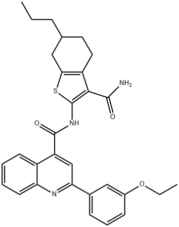 N-(3-carbamoyl-6-propyl-4,5,6,7-tetrahydro-1-benzothiophen-2-yl)-2-(3-ethoxyphenyl)quinoline-4-carboxamide Struktur