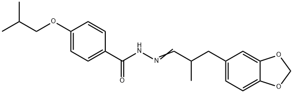 N-[(E)-[3-(1,3-benzodioxol-5-yl)-2-methylpropylidene]amino]-4-(2-methylpropoxy)benzamide Struktur