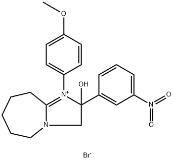 1-(4-methoxyphenyl)-2-(3-nitrophenyl)-3,5,6,7,8,9-hexahydroimidazo[1,2-a]azepin-4-ium-2-ol bromide Struktur