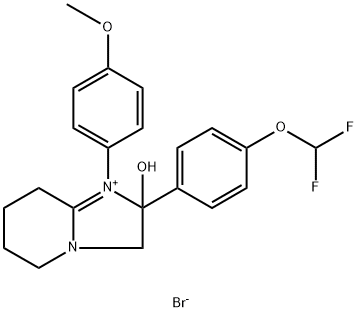 2-[4-(difluoromethoxy)phenyl]-1-(4-methoxyphenyl)-5,6,7,8-tetrahydro-3H-imidazo[1,2-a]pyridin-4-ium-2-ol bromide Struktur