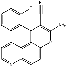 3-amino-1-(2-fluorophenyl)-1H-pyrano[3,2-f]quinoline-2-carbonitrile Struktur