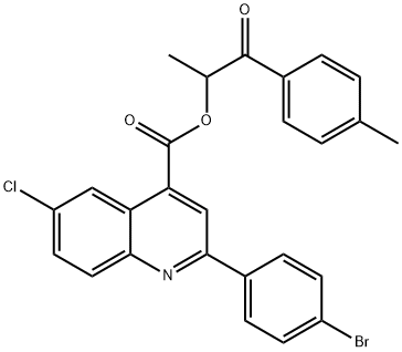 [1-(4-methylphenyl)-1-oxopropan-2-yl] 2-(4-bromophenyl)-6-chloroquinoline-4-carboxylate Struktur