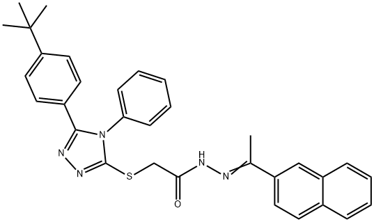 2-[[5-(4-tert-butylphenyl)-4-phenyl-1,2,4-triazol-3-yl]sulfanyl]-N-[(Z)-1-naphthalen-2-ylethylideneamino]acetamide Struktur