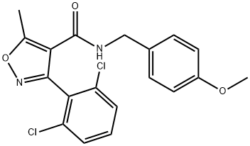 3-(2,6-dichlorophenyl)-N-[(4-methoxyphenyl)methyl]-5-methyl-1,2-oxazole-4-carboxamide Struktur