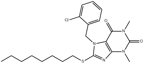 7-[(2-chlorophenyl)methyl]-1,3-dimethyl-8-octylsulfanylpurine-2,6-dione Struktur