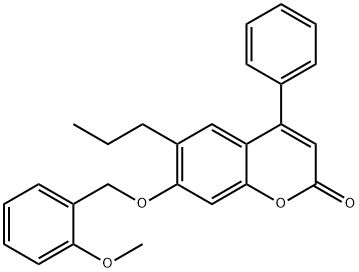 7-[(2-methoxyphenyl)methoxy]-4-phenyl-6-propylchromen-2-one Struktur