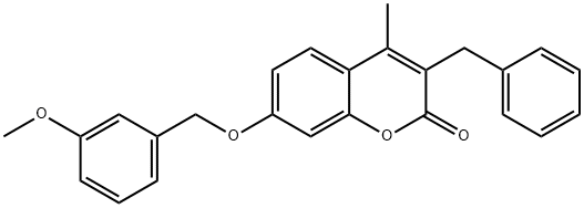 3-benzyl-7-[(3-methoxyphenyl)methoxy]-4-methylchromen-2-one Struktur