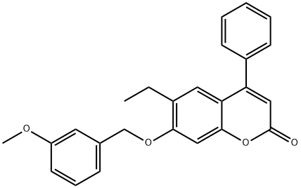 6-ethyl-7-[(3-methoxyphenyl)methoxy]-4-phenylchromen-2-one Struktur