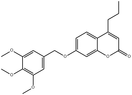 4-propyl-7-[(3,4,5-trimethoxyphenyl)methoxy]chromen-2-one Struktur