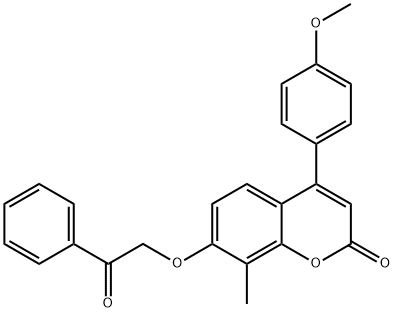 4-(4-methoxyphenyl)-8-methyl-7-phenacyloxychromen-2-one Struktur