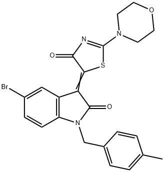 (5Z)-5-[5-bromo-1-[(4-methylphenyl)methyl]-2-oxoindol-3-ylidene]-2-morpholin-4-yl-1,3-thiazol-4-one Struktur