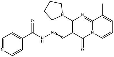 N-[(E)-(9-methyl-4-oxo-2-pyrrolidin-1-ylpyrido[1,2-a]pyrimidin-3-yl)methylideneamino]pyridine-4-carboxamide Struktur