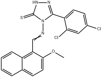 3-(2,4-dichlorophenyl)-4-[(E)-(2-methoxynaphthalen-1-yl)methylideneamino]-1H-1,2,4-triazole-5-thione Struktur