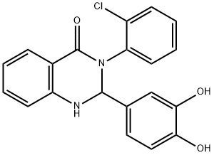 3-(2-chlorophenyl)-2-(3,4-dihydroxyphenyl)-1,2-dihydroquinazolin-4-one Struktur