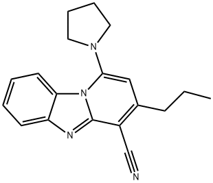 3-propyl-1-pyrrolidin-1-ylpyrido[1,2-a]benzimidazole-4-carbonitrile Struktur