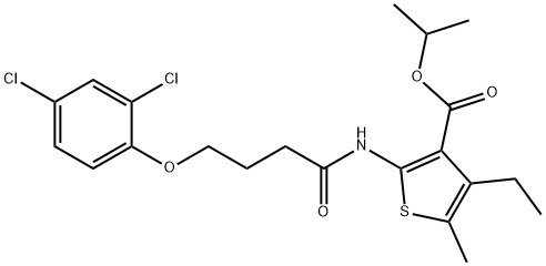 propan-2-yl 2-[4-(2,4-dichlorophenoxy)butanoylamino]-4-ethyl-5-methylthiophene-3-carboxylate Struktur