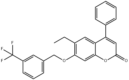 6-ethyl-4-phenyl-7-[[3-(trifluoromethyl)phenyl]methoxy]chromen-2-one Struktur