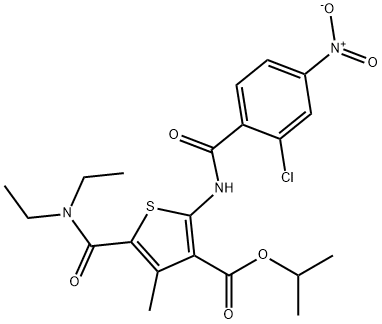 propan-2-yl 2-[(2-chloro-4-nitrobenzoyl)amino]-5-(diethylcarbamoyl)-4-methylthiophene-3-carboxylate Struktur