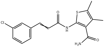 2-[[(E)-3-(3-chlorophenyl)prop-2-enoyl]amino]-4,5-dimethylthiophene-3-carboxamide Struktur